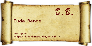 Duda Bence névjegykártya